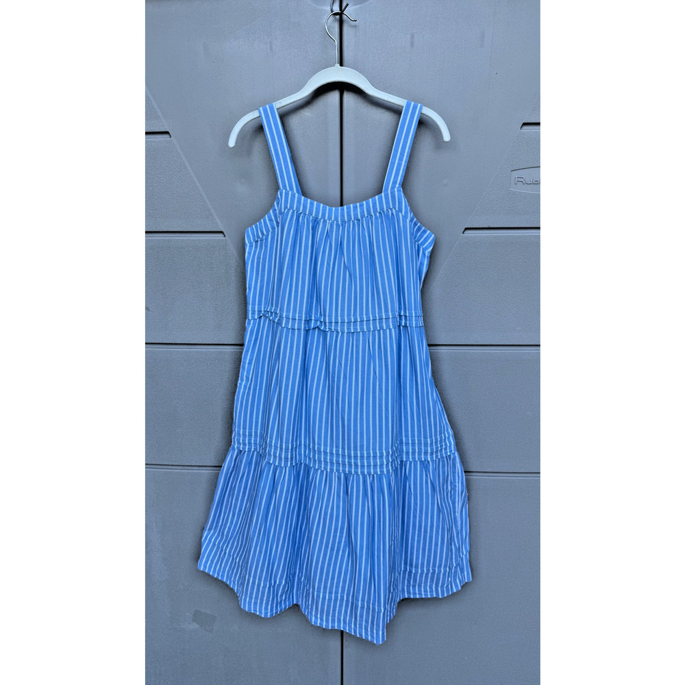 NWT Pact Sunset Easy Blue White Striped Cami Dress Tiered Organic Cotton Boho M - Picture 2 of 12